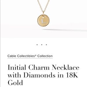 David Yurman Initial Charm Necklace with diamonds in 18K gold